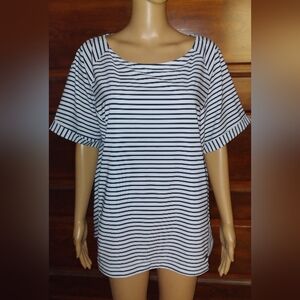 HELLY HANSEN ladies size XL navy and white striped top.